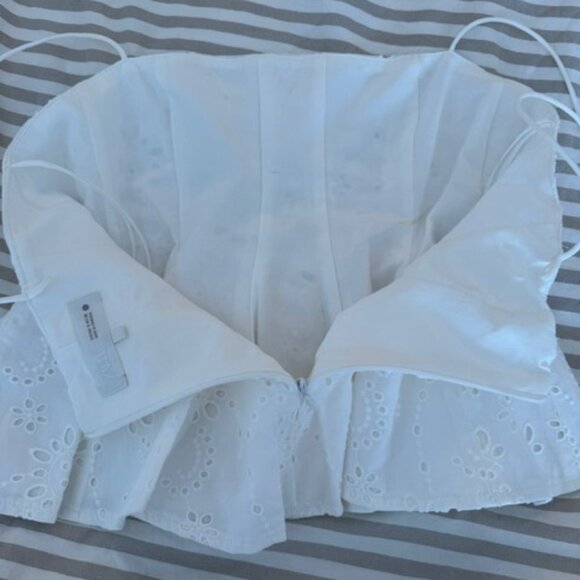 Zara Eyelet Peplum Babydoll Top S - Picture 3 of 4